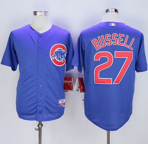 Cubs #27 Addison Russell Blue Alternate Cool Base Stitched MLB Jersey - Click Image to Close